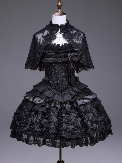 Black Lace Ruffled Cape - Airfreeing