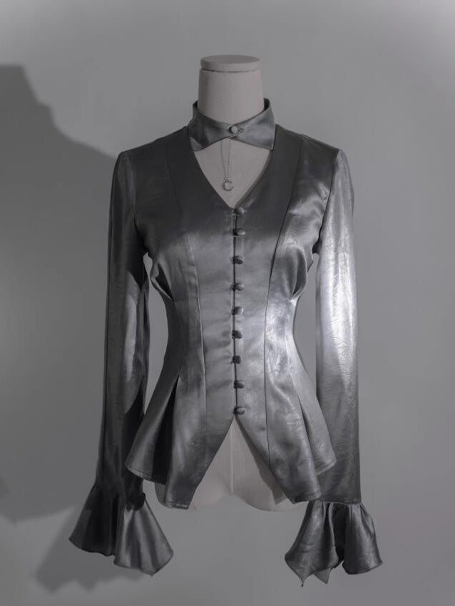 Shirt Sleeves Two Long Gothic Collar Wear Lolita Gray Ways