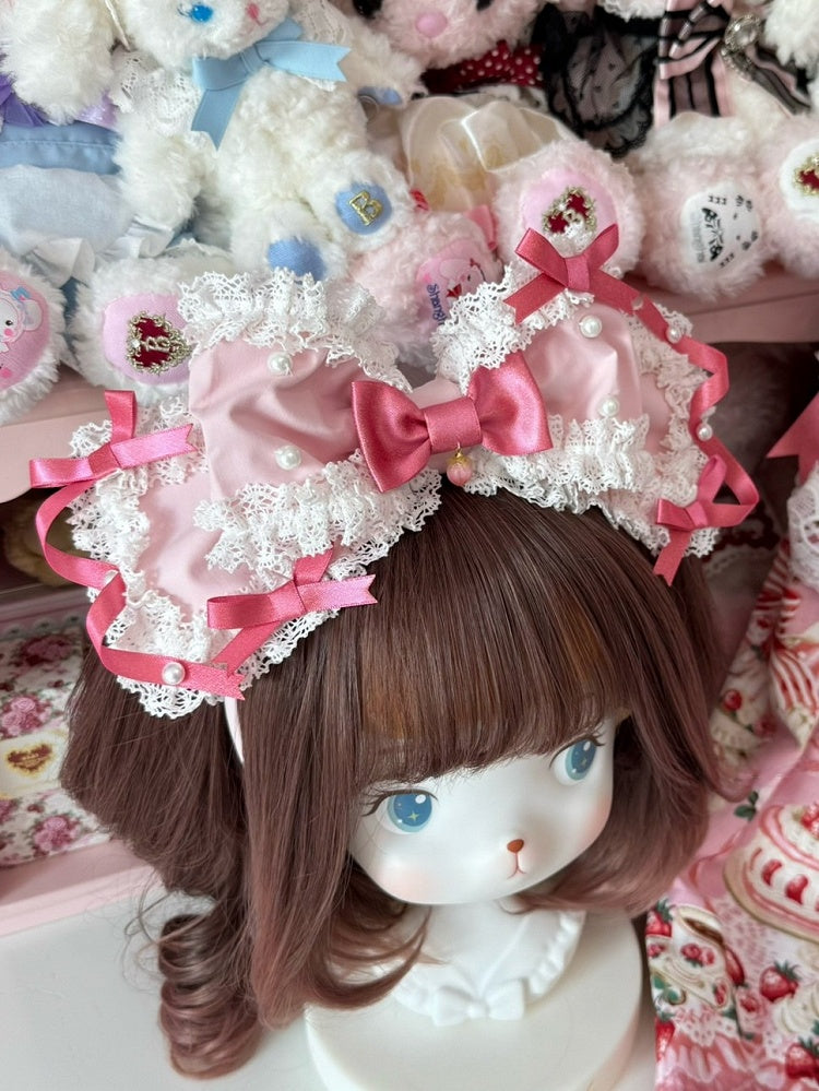 Lace Beaded Pink KC Decorated Bowknot Trim