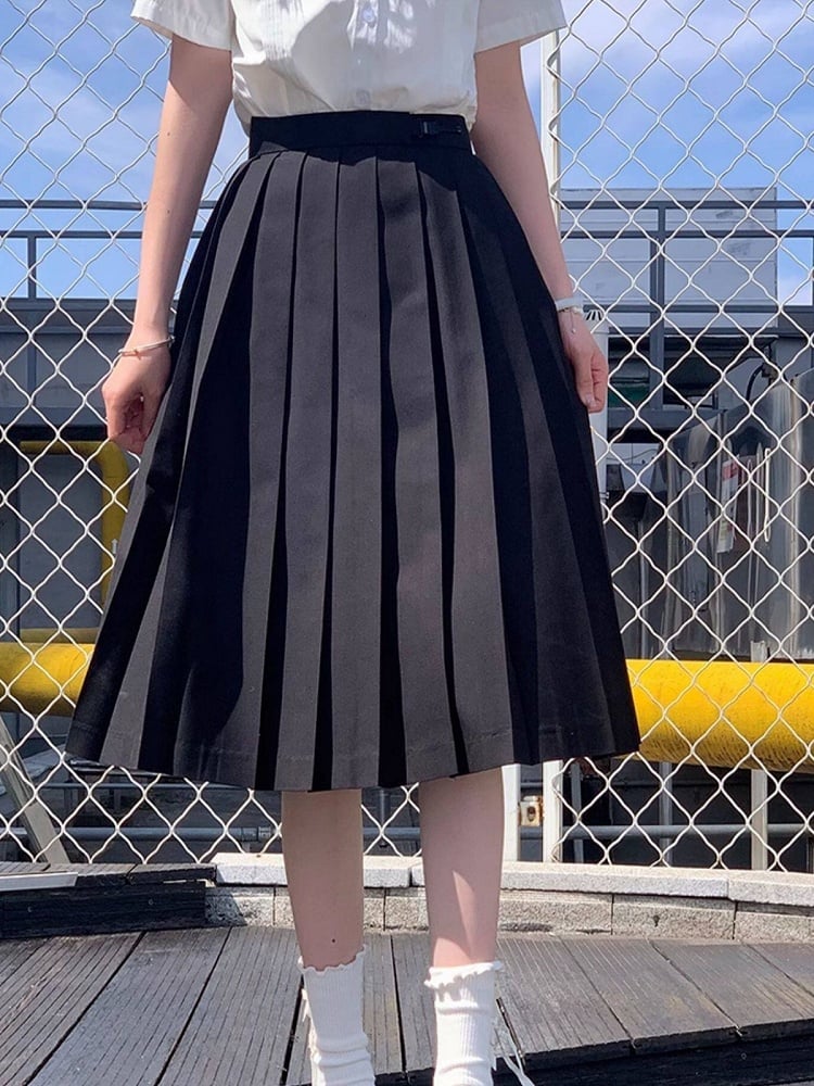 Black Pleated Skirt JK Style - Lan Jian Chuan