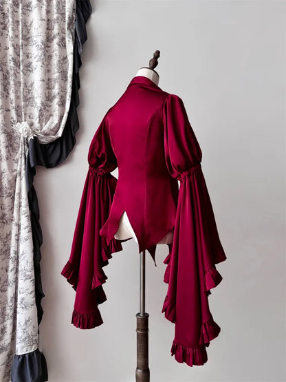 Red Long Bell Sleeves Gothic Shirt