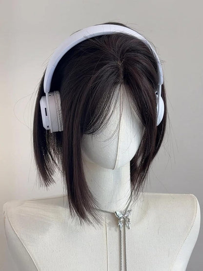 with Tea Wig Bangs Black Curtain Short 30CM Straight