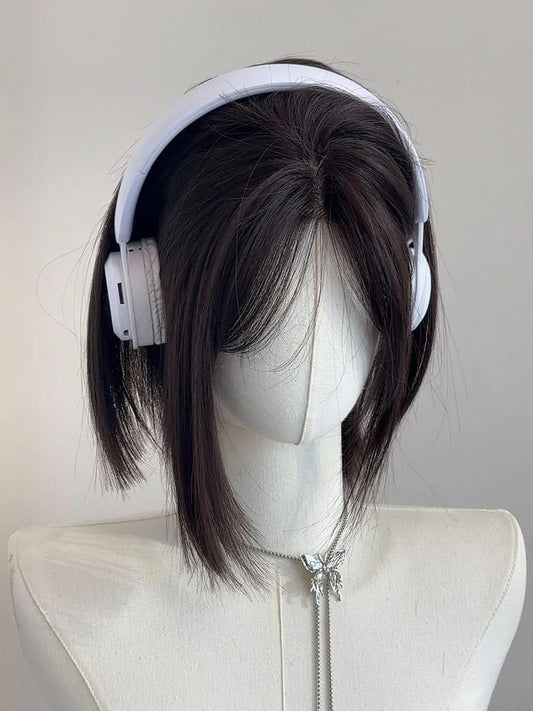 with Tea Wig Bangs Black Curtain Short 30CM Straight