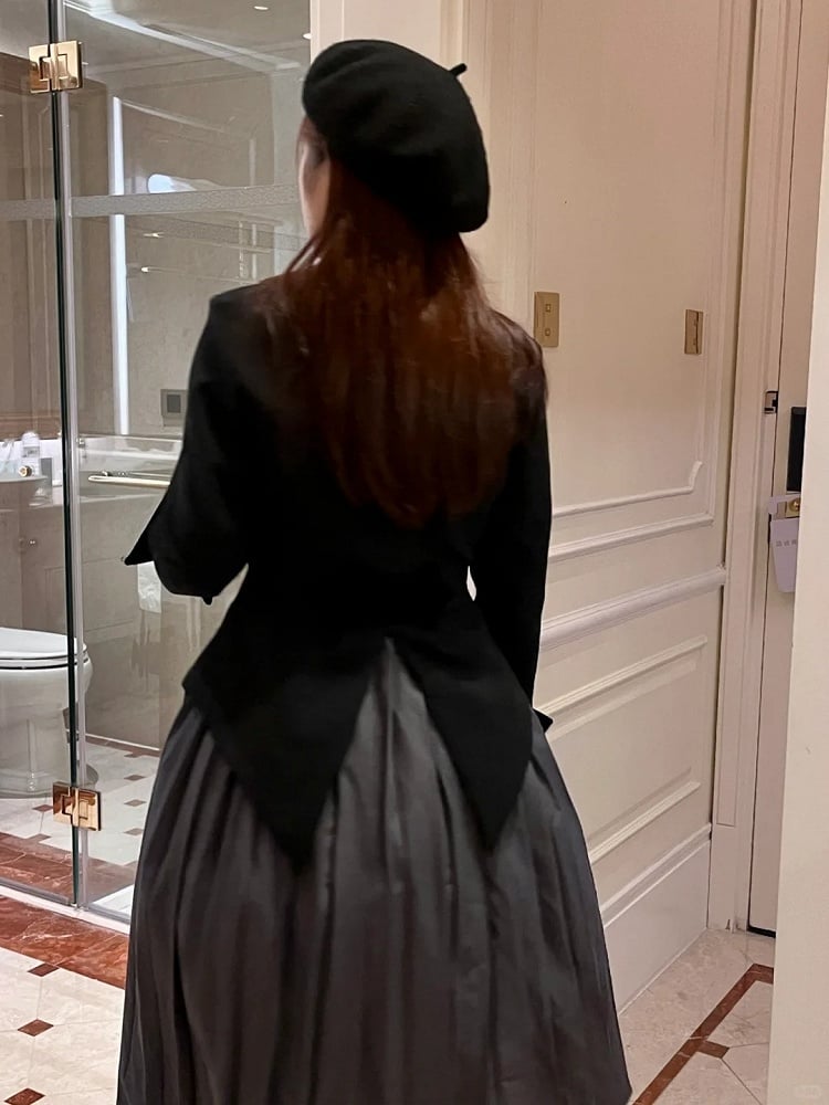 Gothic and Collar Lolita with Black Blazer Bat Velvet Cuff