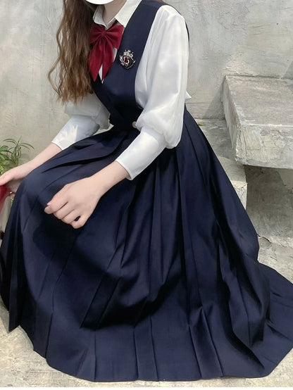 Leg-of-Mutton Sleeves Chiffon Shirt White