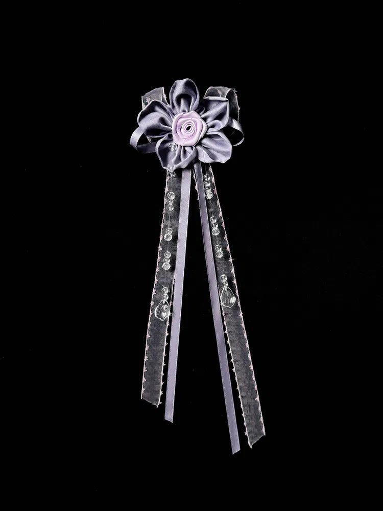 Brosche Blume / Lila Schwarz Beige Rot