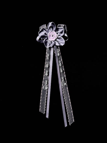 Brosche Blume / Lila Schwarz Beige Rot