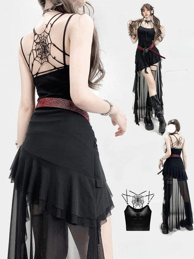 Detail Top Cami Glamorous Black Bittersweet Spiderweb