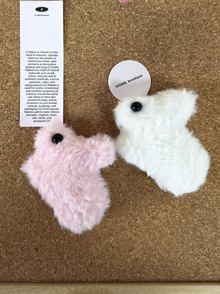 Bunny / White Pink Hairclip Brooch Cute Plush