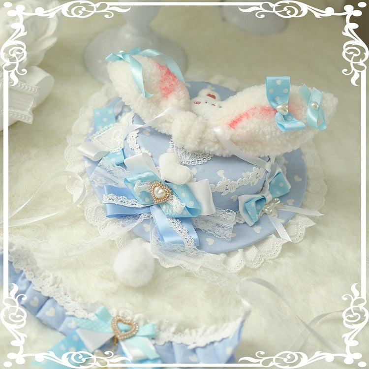 Details Ear Plush Options Bowknot Bunny Polka-dot Decorated Beaded Color Pattern Flat Hat 5