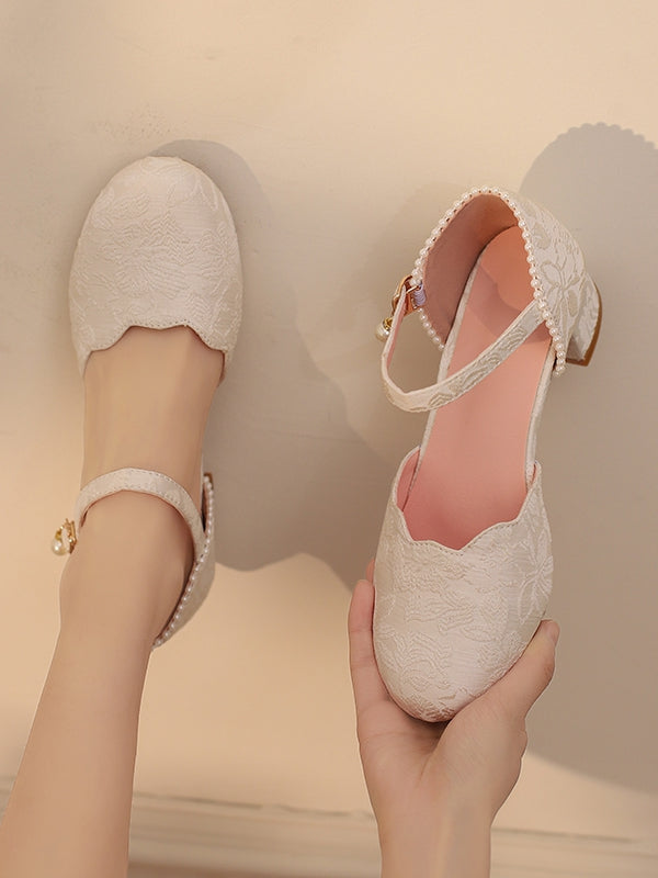 Sandalen Qi Beige Edge Scalloped Satin Cup Bead-Embellished Heel mit Lolita