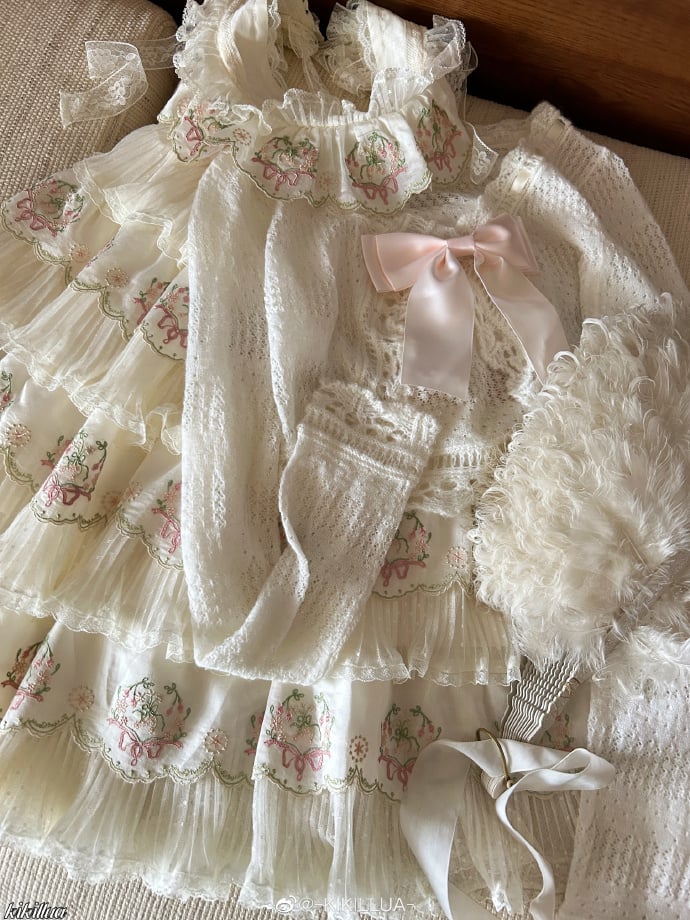 Cardigan Knitted Elegant Short Lolita White