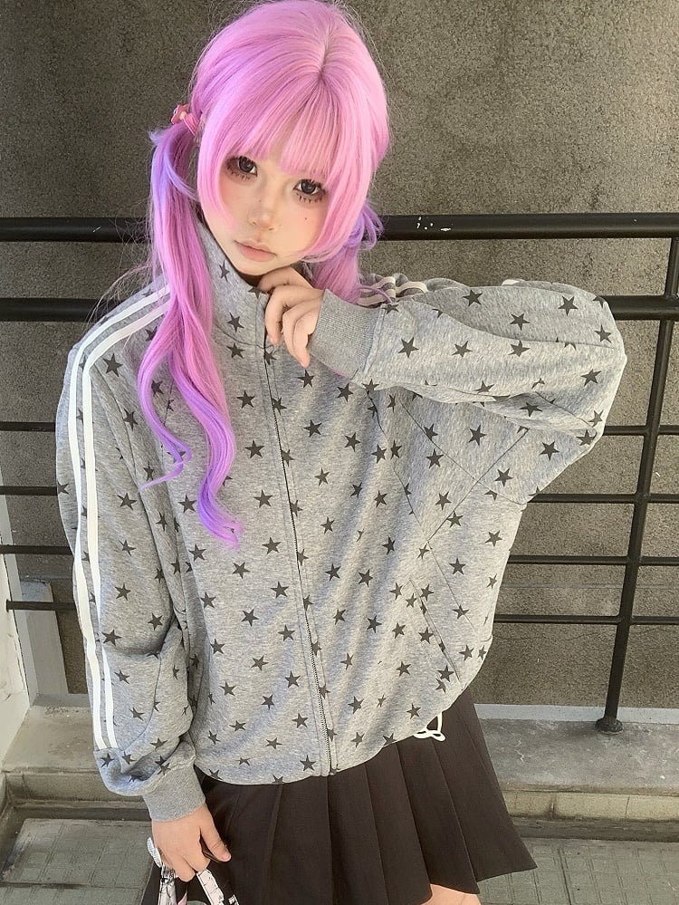 Grey - Jacket Print Star Y2K