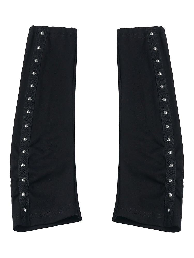 Black and Red Arm Warmers with Rivet Details - PINK SAVIOR