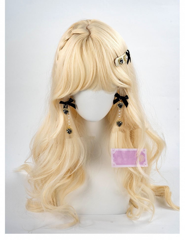Kei Rhinestones / Dusty Pink Bow Ear Jirai Beaded | Clips White Heart Black Chain with