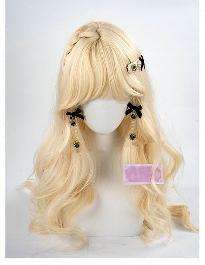Kei Rhinestones / Dusty Pink Bow Ear Jirai Beaded | Clips White Heart Black Chain with