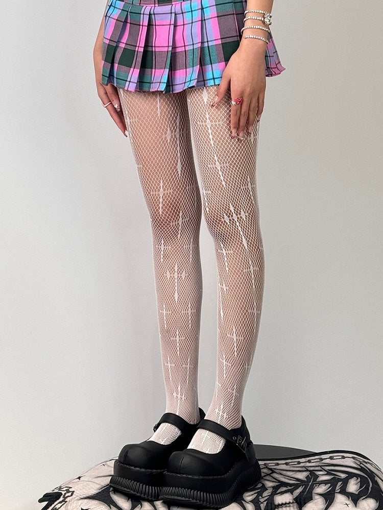 Cross Black/White Gothic Tights Pattern