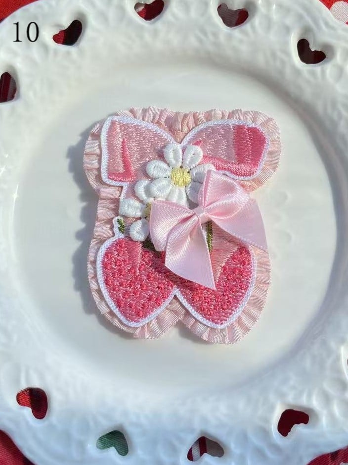 11 Decorated Bowknot Cherry/Strawberry/Cake Brooch/Hairclip Options