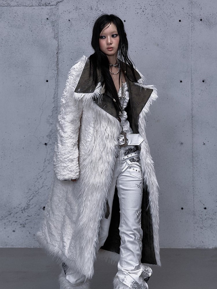 Green Placket Wasteland Front Cuffs Punk - White Button Coat and Reversible
