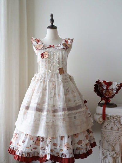 Schürze Süße Bowknots Beige Lolita mit