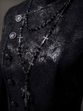 Beaded Lolita Pendant with Cross Necklace Black