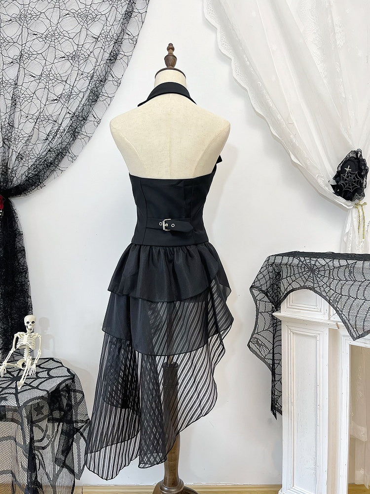 Waistcoat Gothic Ouji Lolita with Black Train Detachable Asymmetrical Design