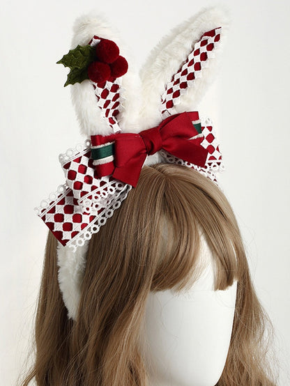 Light-up Bowknot Lolita Plush Ear Bunny Christmas KC