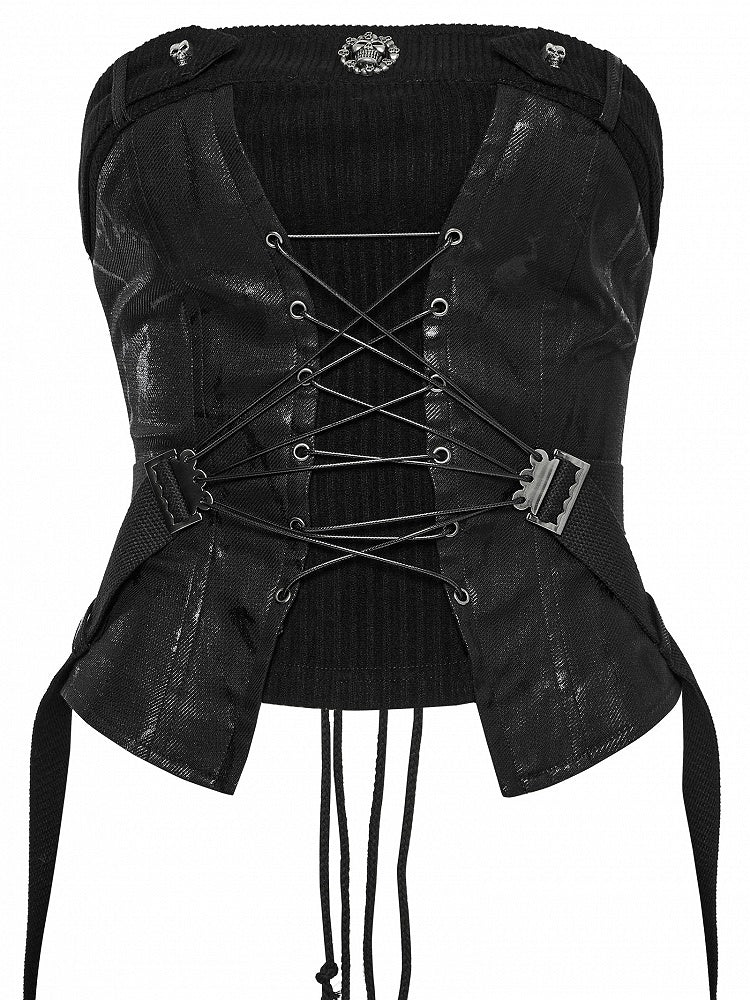 Black Tube Punk Drawstring Top