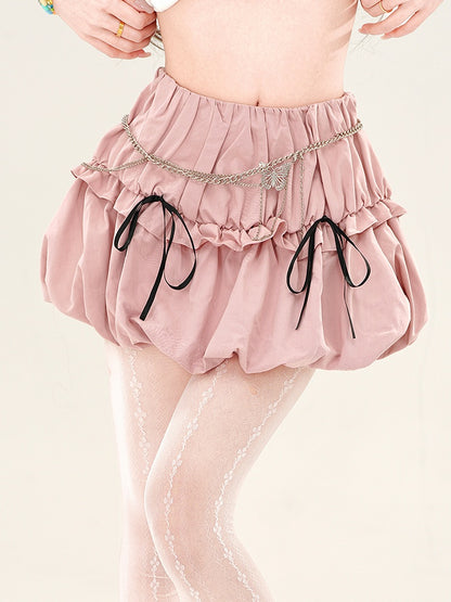 Bowknot Bubble with Pink Details Skirt