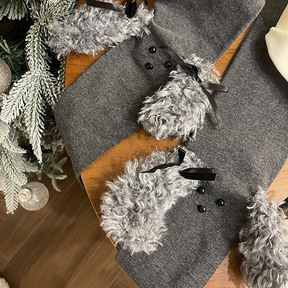 ダークグレーのスイートパピーイヤーリボンタイツ