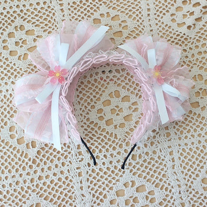 KC Pastel Ruffled Sakura Pink Blue Bow