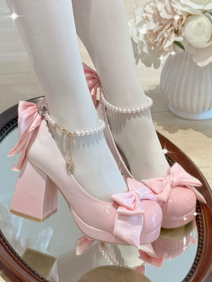 Shoes Mary Sweet Bowknot Round Pink Details Toe Janes Platform Lolita