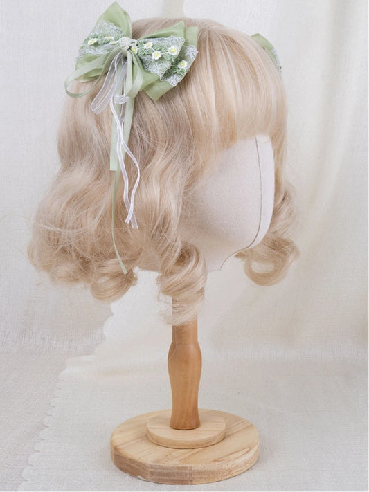 Green Hairclip Daisy Pair Lace
