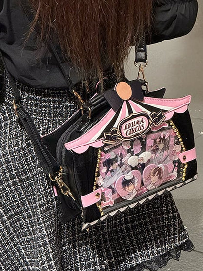 Black and Purple Circus Sweet Bunny and Bear Print Ita Bag