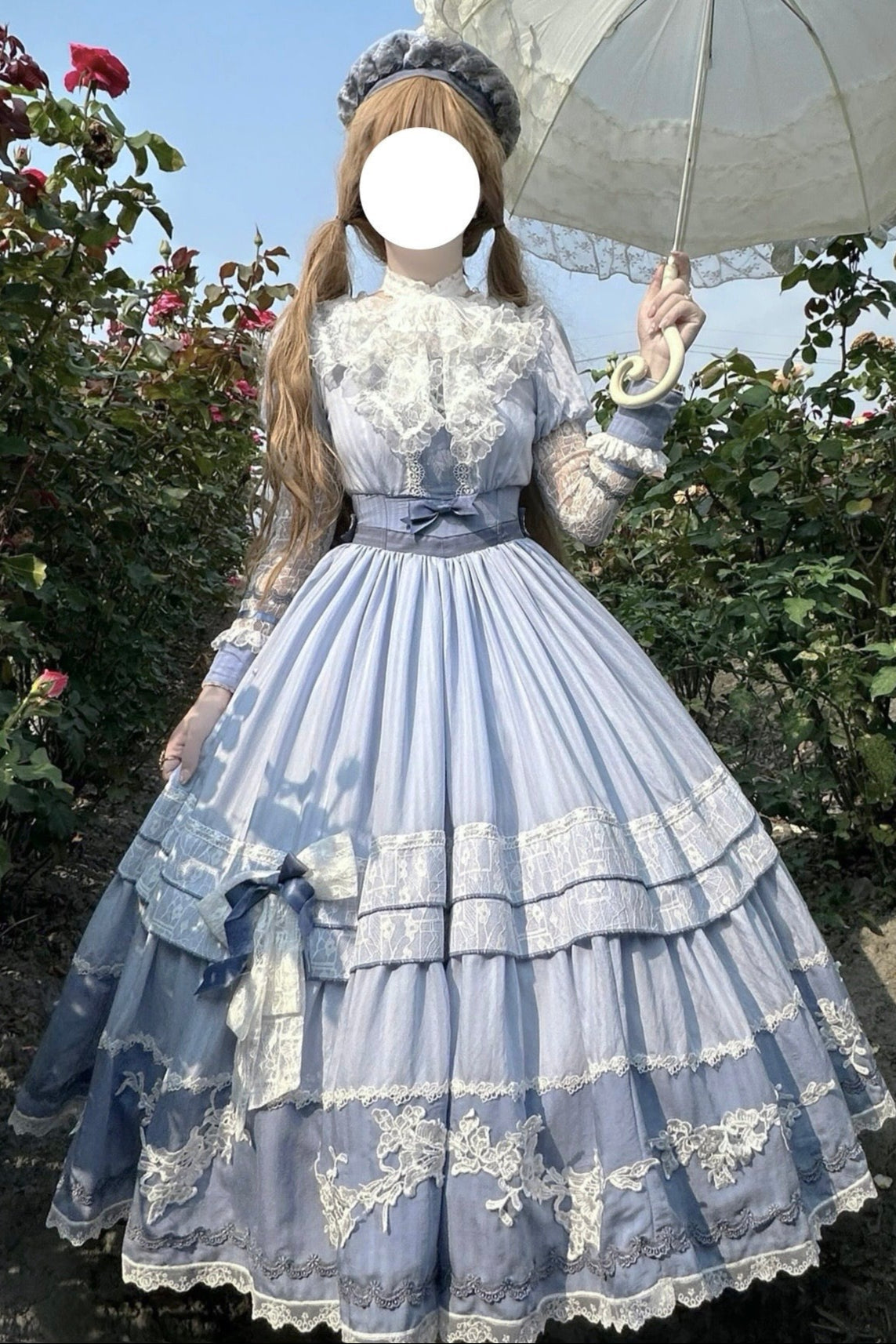 Stickerei Reservierungen Lolita Süßes Kleid Blau