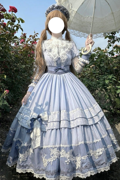 Stickerei Reservierungen Lolita Süßes Kleid Blau