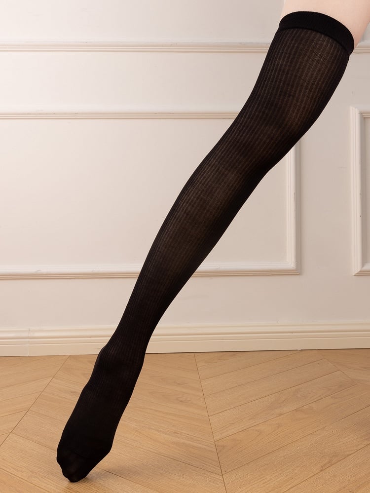 Vertical Minimalist Colors 4 Stockings Knee Over Striped Pattern