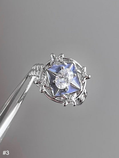 Bague Y2K argentée ornée de strass - Kiwi Store