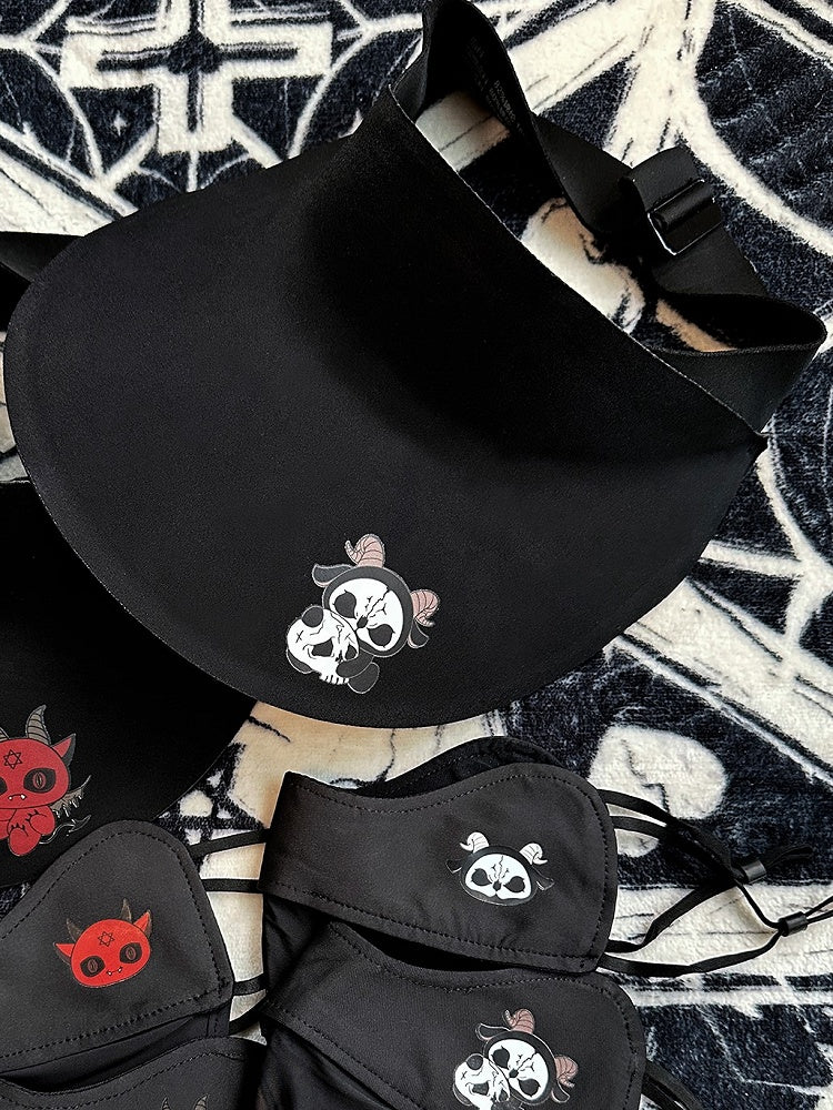 Teufelssonnenmaske Schwarzer Gothic-Schutz mit rotem Aufdruck