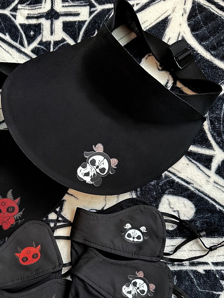 With Black Sun White Protection Mask and Grim Reaper Print Gothic