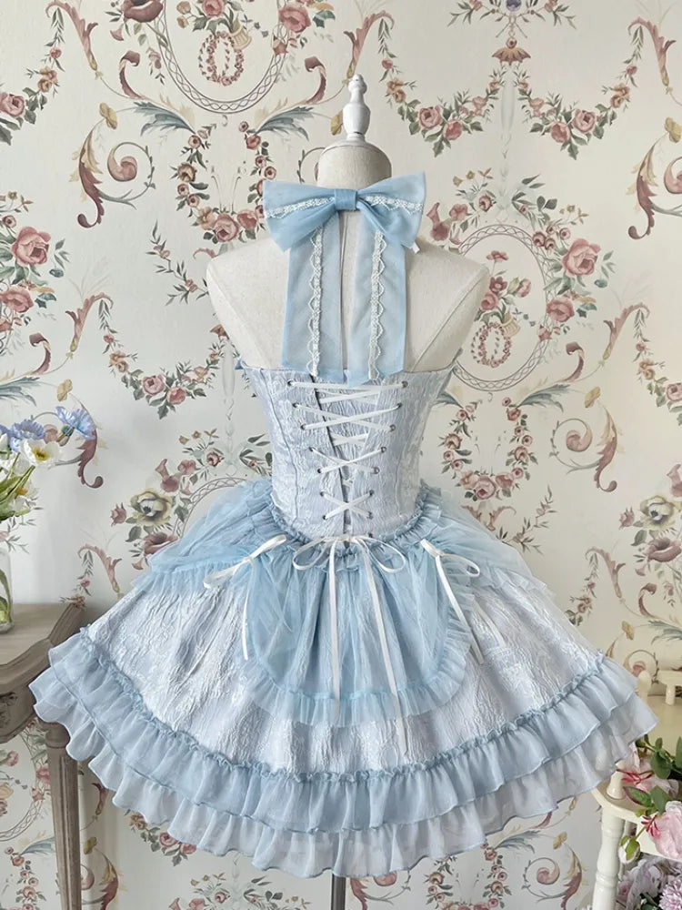 Cross Belle Blaues Lolita-Korsettkleid mit Neckholder-Ballettkern JSK