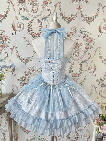 Cross Belle Blaues Lolita-Korsettkleid mit Neckholder-Ballettkern JSK