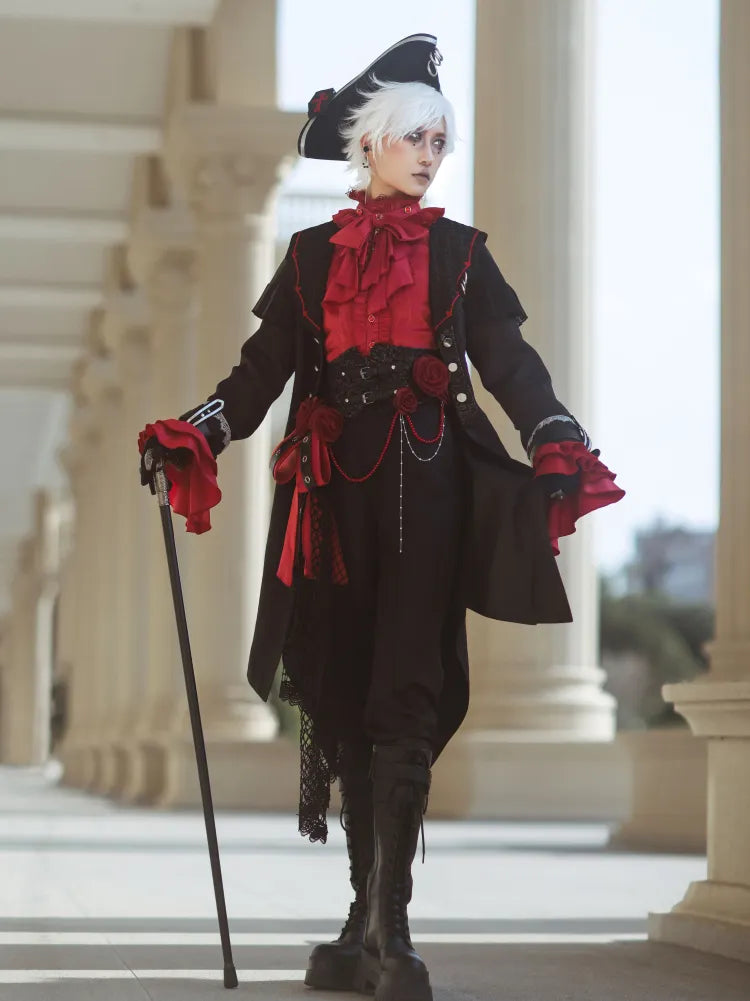 ベルト王子セパレートロリータブラックパンツコルセットファッション付き