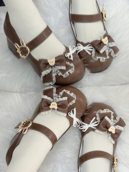 Details for Brown Bow Shoes PU Lolita with Sweet