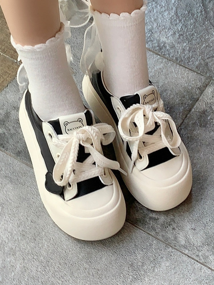Black Kawaii Platform - Daily Shoes White Sole