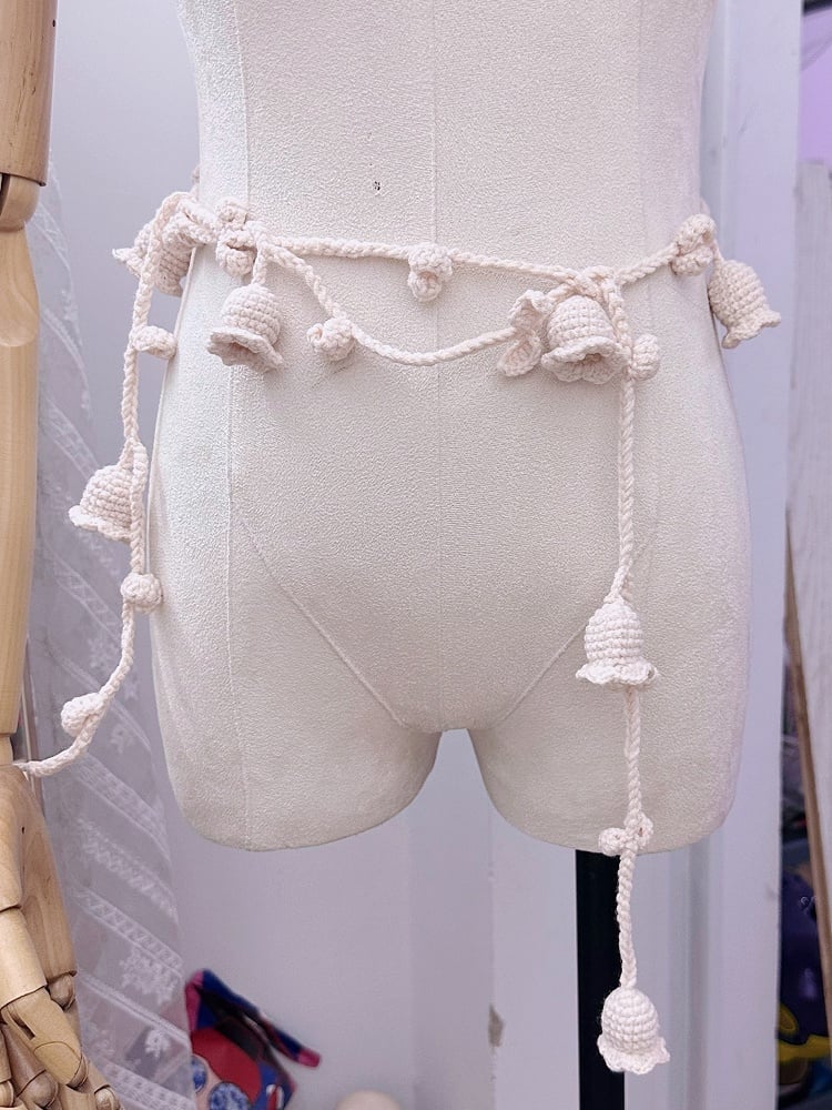 Beige Belt Waist Lily Crocheted the of Valley