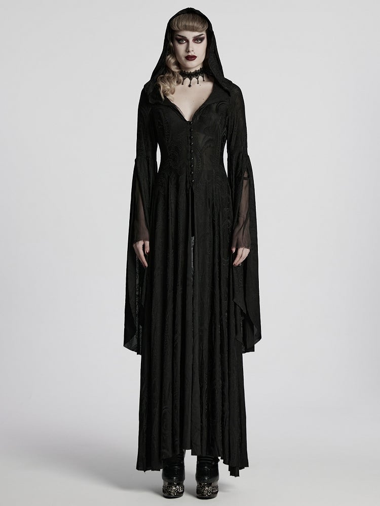Black Gothic Hoodie Long Coat