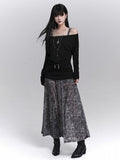 Ensemble with Top Off-Shoulder Dress Sleeveless Black Floral Gothic