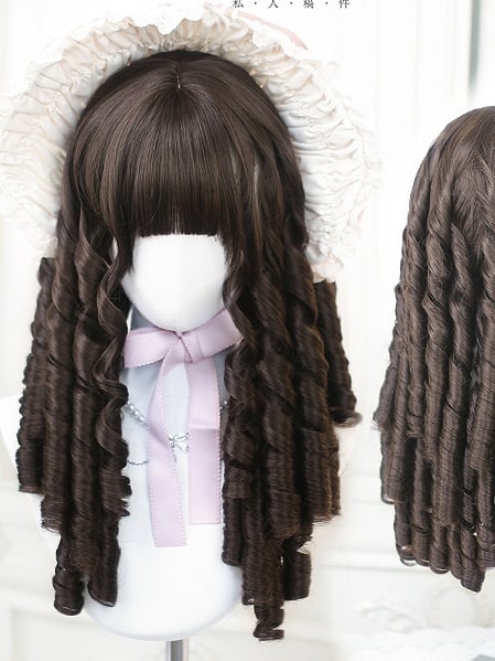 Gelb/Blond/Schwarze Lockenperücke mit Pony 50-55cm