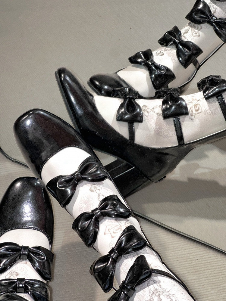 Black Lolita Square Toe Back Zip Boots 6.5CM 3CM Heel Height - EvilStar